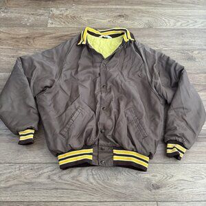 Vintage Don Alleson Blank Brown Yellow Bomber Jacket 80s